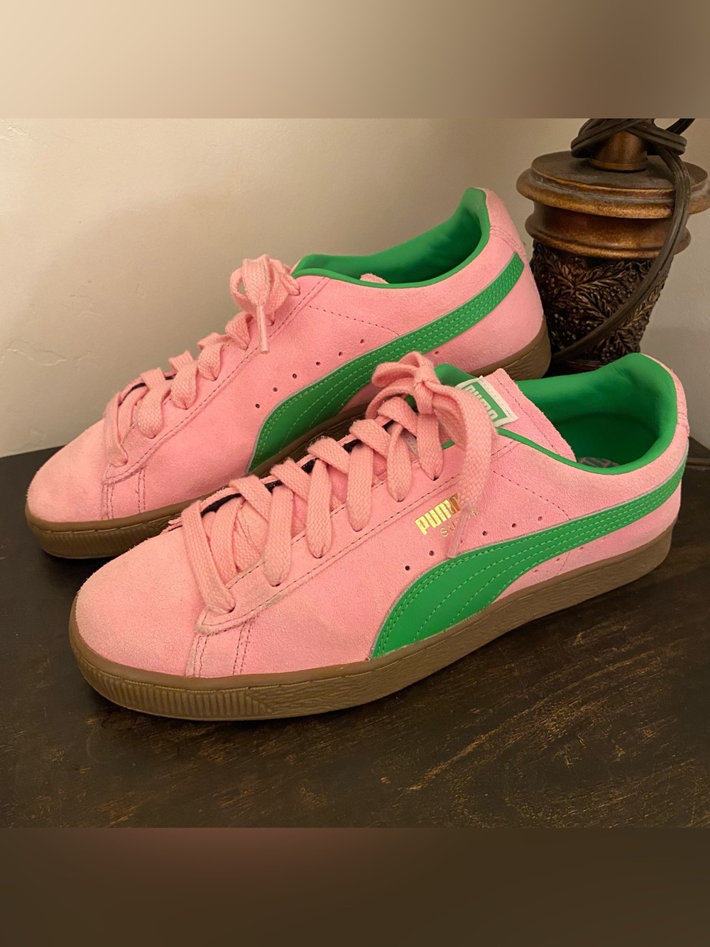 PUMA Suede Terrace Sneakers Men’s 9/ Women’s 10.5 Shoes Pink Green GUC